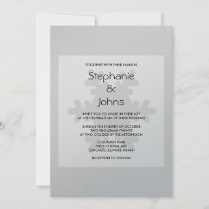 Invitation Élégant Mariage d'argent gris blanc gris flocon d'
