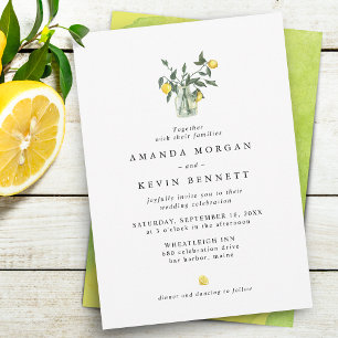 Invitation Élégant Mariage d'arrangement Citrus Citron