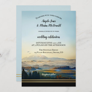 Invitation Elégant Mariage d'art paysager de montagne