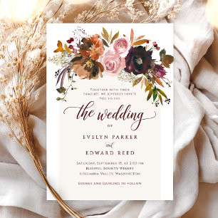 Invitation Élégant Mariage de Boho Floral Automne
