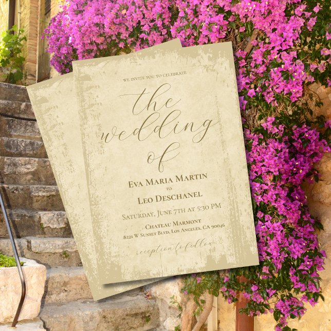 Invitation Élégant Mariage de bord de fond blanc (Créateur téléchargé)