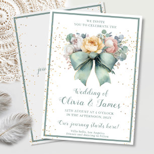 Invitation Élégant Mariage de boue fleurie verte