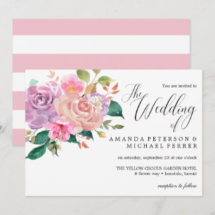 Invitation Élégant Mariage de bouquet de roses roses délicate