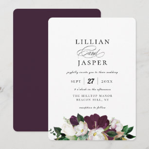 Invitation Élégant Mariage de bouquet floral d'ivoire violet