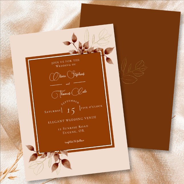 Invitation Élégant Mariage de cadre de rouille Eucalyptus en  (Créateur téléchargé)
