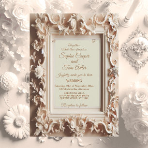 Invitation Élégant Mariage de cadre d'opulence baroque Peach 