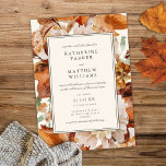 Invitation Elégant Mariage de cadre fleuri d'automne<br><div class="desc">Ce magnifique design de faire-part de mariage présente de belles fleurs d'aquarelle,  un cadre classique et une typographie élégante. Ce design intemporel est un excellent choix pour de nombreux styles d'événements,  du classique au rustique. Voir plus de cette collection ci-dessous... </div>