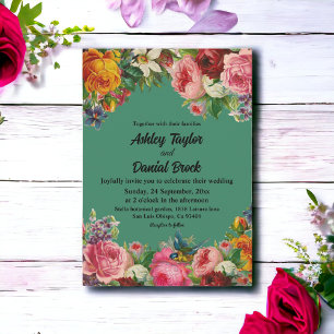 Invitation Élégant Mariage de cadre floral de fleurs romantiq