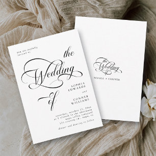 Invitation Élégant Mariage de calligraphie classique noir et