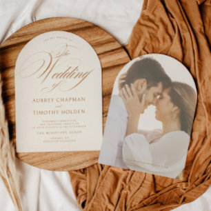 Invitation Élégant Mariage de calligraphie en terre cuite