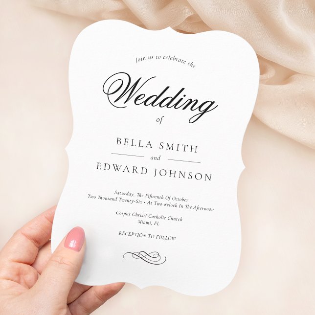 Invitation Élégant Mariage de calligraphie noir blanc (Créateur téléchargé)