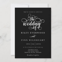 Élégant Mariage de calligraphie noir et blanc