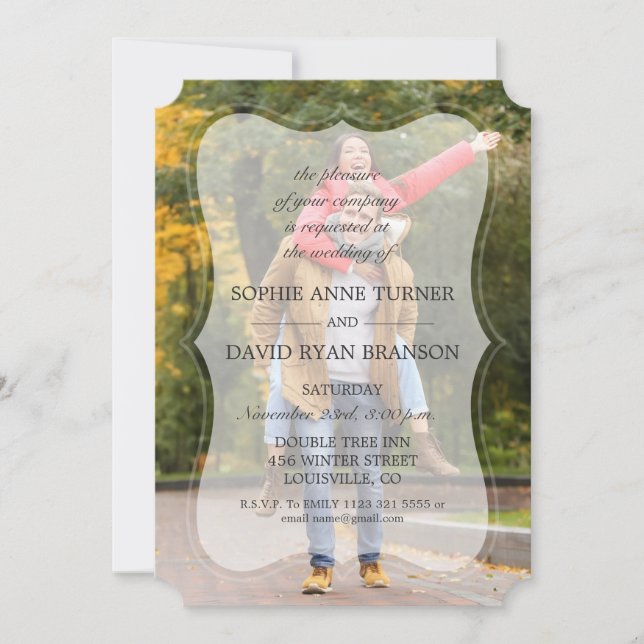 Invitation Élégant Mariage de calligraphie photo personnalisé (Devant)