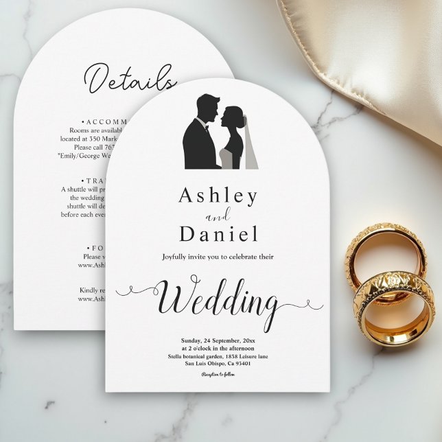 Invitation Élégant Mariage de calligraphie simple noir et bla (Créateur téléchargé)