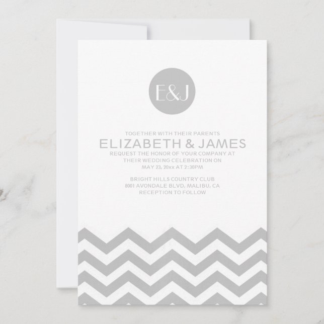 Invitation Elégant mariage de Chevron (Devant)