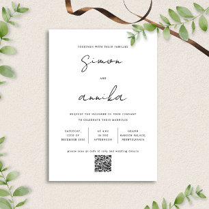 Invitation Élégant Mariage de code QR de police d'écriture mo