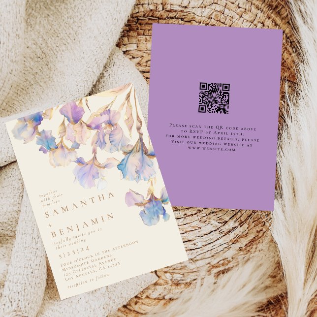 Invitation Élégant Mariage de code QR Iris (Créateur téléchargé)