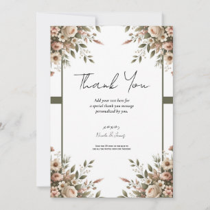 Invitation Élégant mariage de coin floral vert olive et blanc