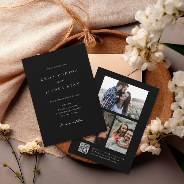 Invitation Élégant Mariage de collection de photos de script (Créateur téléchargé)
