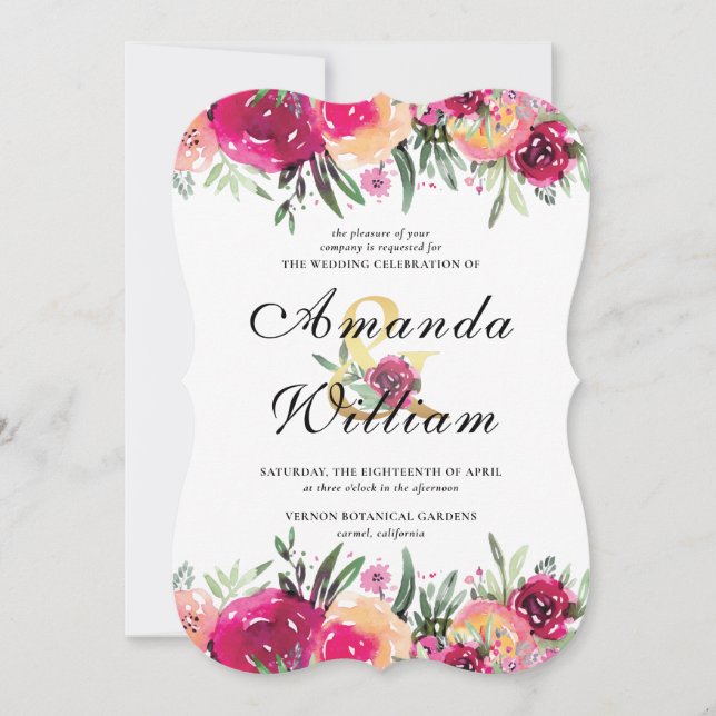 Invitation Elégant Mariage de couleur rose (Devant)
