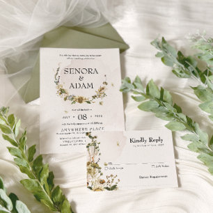 Invitation Élégant Mariage de couronne de fleurs séchées