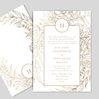 Invitation Élégant Mariage de couronne d'or classique