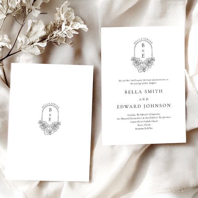 Invitation Élégant Mariage de crête noire blanche (Créateur téléchargé)