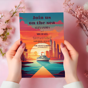 Invitation Elégant Mariage de croisière sur la plage du paysa
