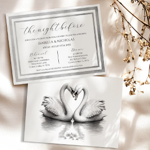 Invitation Élégant Mariage de cygne Dîner de répétition Invit