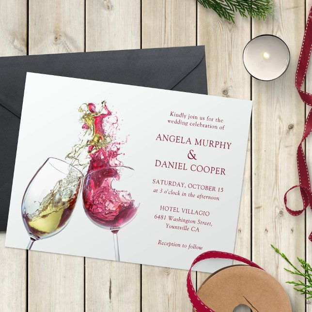Invitation Élégant Mariage de danse du vin rouge et blanc (Créateur téléchargé)