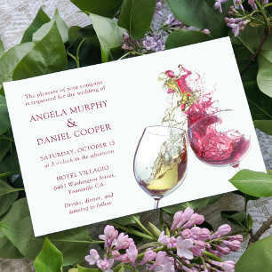 Invitation Élégant Mariage de danse du vin rouge et blanc