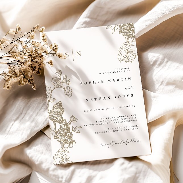 Invitation Élégant Mariage de dentelle florale d'ivoire (Créateur téléchargé)