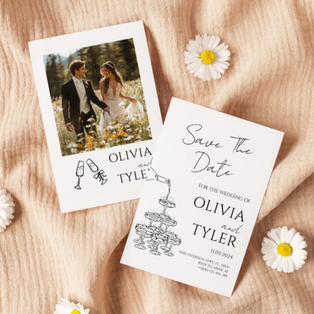 Invitation Élégant Mariage de dessin main (Créateur téléchargé)