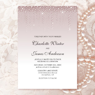 Invitation Élégant Mariage de diamants Roses Dusty