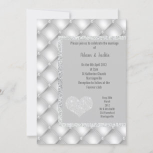 INVITATION ÉLÉGANT MARIAGE DE DIAMOND DE COEUR GRIS D'ARGENT