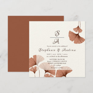 Invitation Élégant Mariage de feuillage en terre cuite Ginkgo