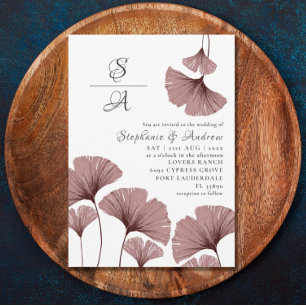 Invitation Élégant Mariage de feuillage rose Dusty