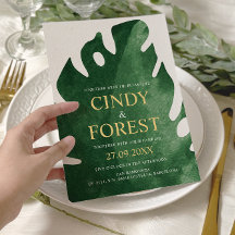 Élégant Mariage de feuille de Monstera verte tropi