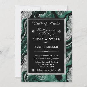 Invitation Élégant mariage de feuille verte et d'agate à pail