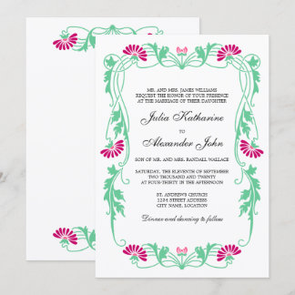 Invitation Élégant Mariage de feuilles et de de torches