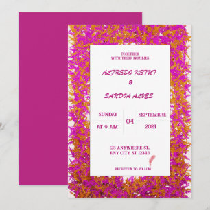 Invitation élégant Mariage de fleurs de Crimson de Bourgogne