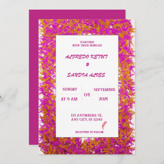 Invitation élégant Mariage de fleurs de Crimson de Bourgogne