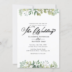 Invitation Élégant Mariage de fleurs d'Eucalyptus