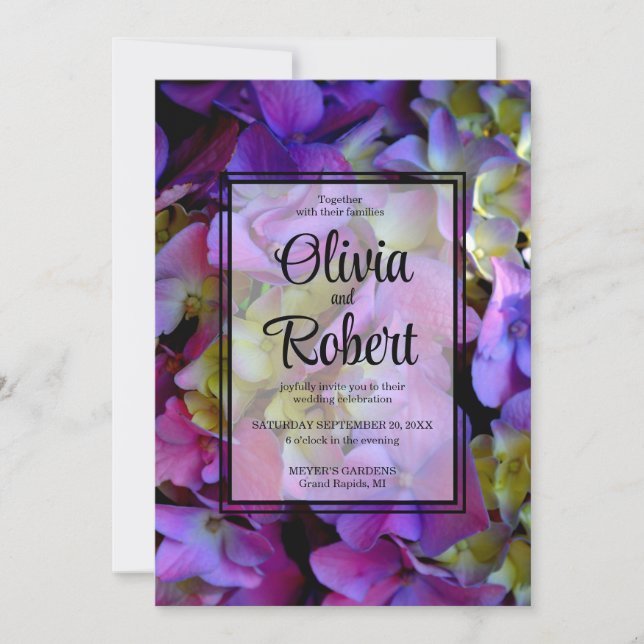 Invitation Élégant Mariage de fleurs Magenta Purple Hydrangea (Devant)