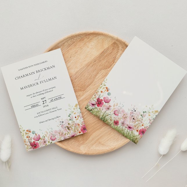 Invitation Élégant Mariage de fleurs sauvages (Créateur téléchargé)