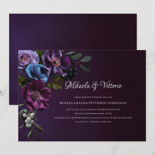 Invitation Élégant Mariage de fleurs sombres gothiques