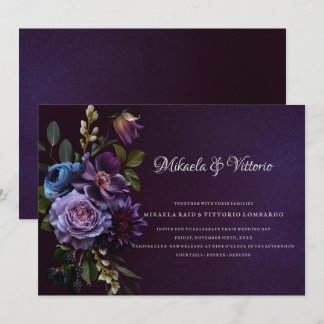 Invitation Élégant Mariage de fleurs sombres gothiques