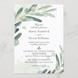 Invitation Élégant Mariage de la branche Olive Sprig