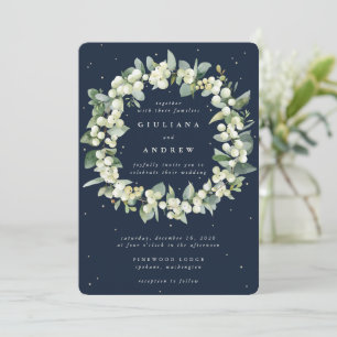 Invitation Elégant Mariage de la couronne de neige et d'eucal