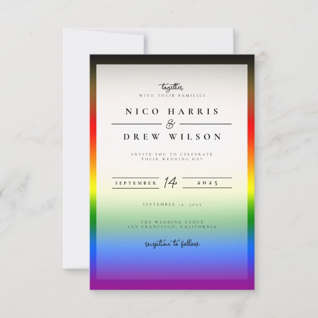 Invitation Élégant Mariage de la fierté BIPOC+ LGBTQ (Devant)